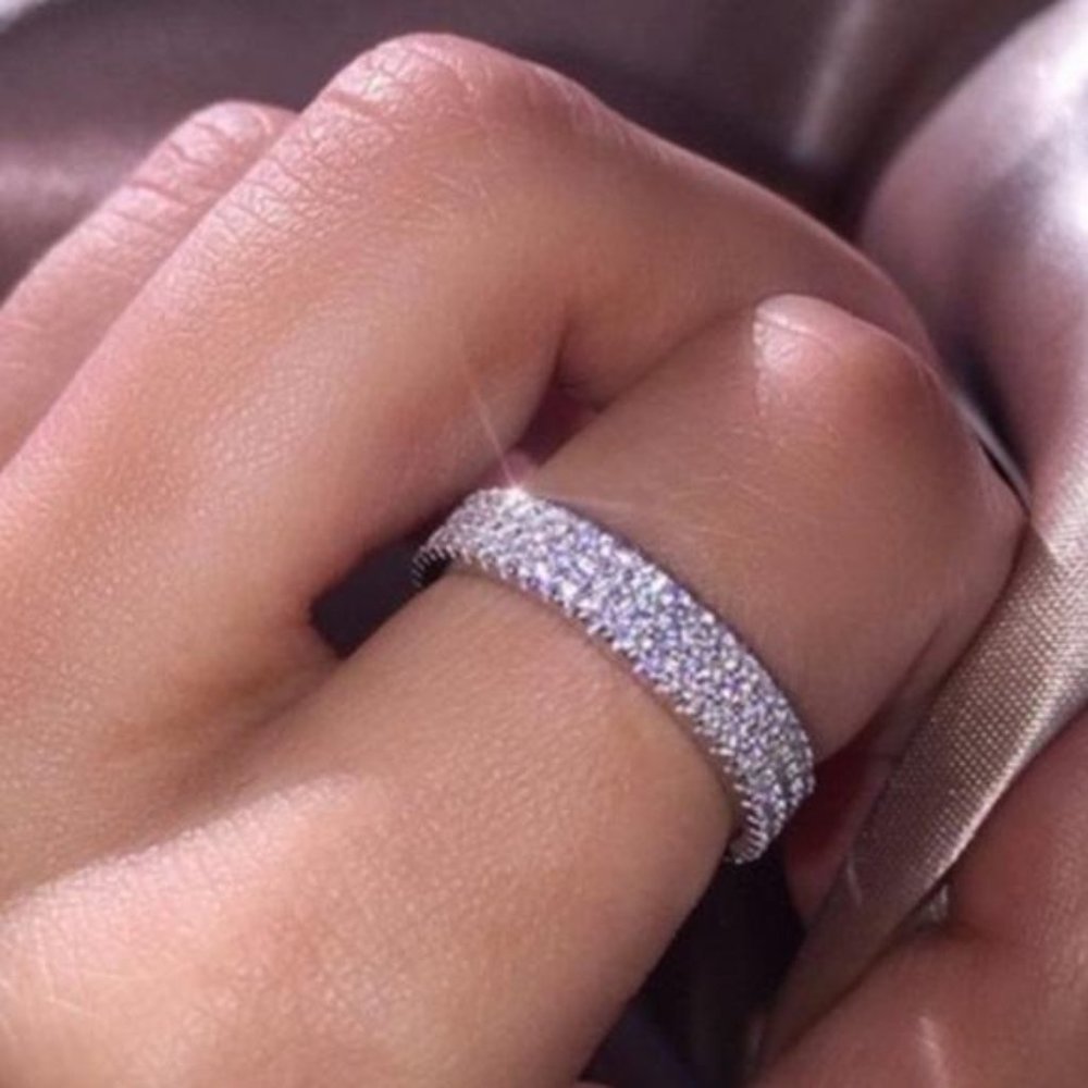 NEW 925 Silver Diamond Triple Full Eternity Ring, cute Ring, shiny Ring. - Picture 1 of 7